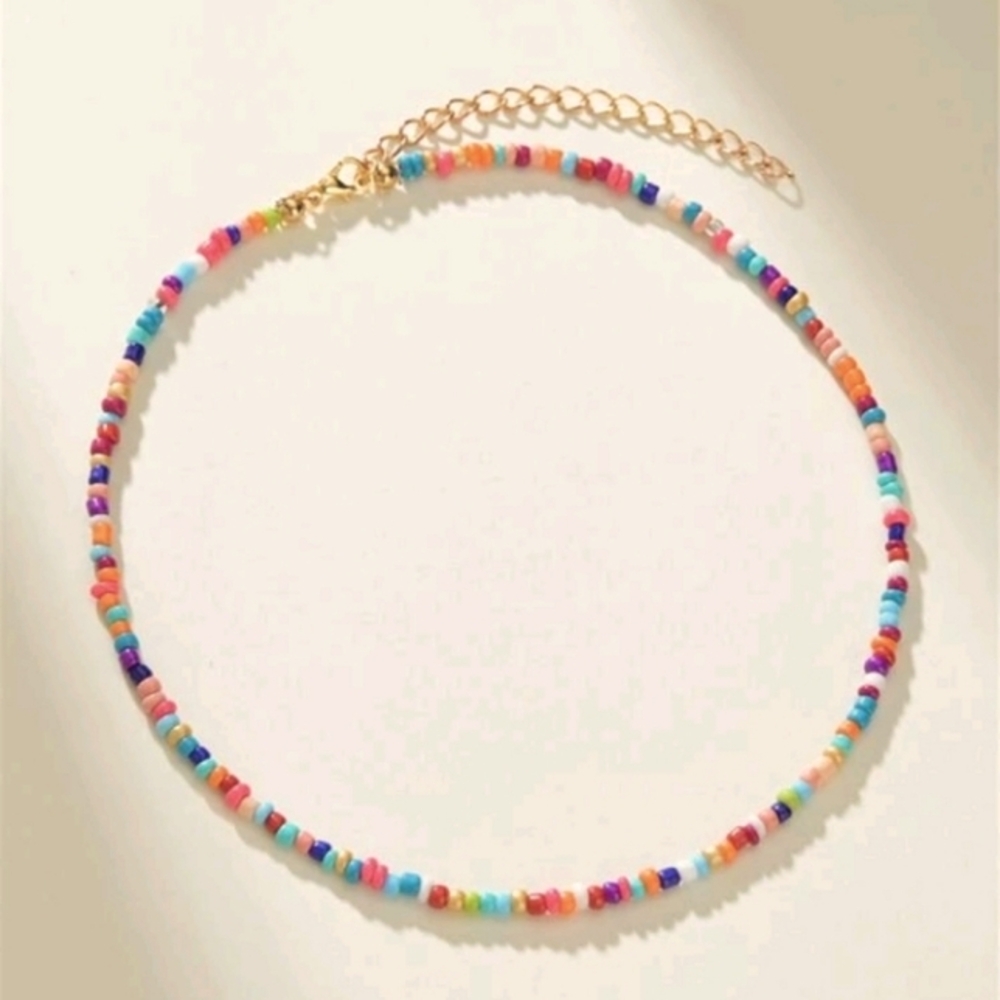 NEW!! Colorful Bohemian Multi-Colored Stone Gold Necklace
